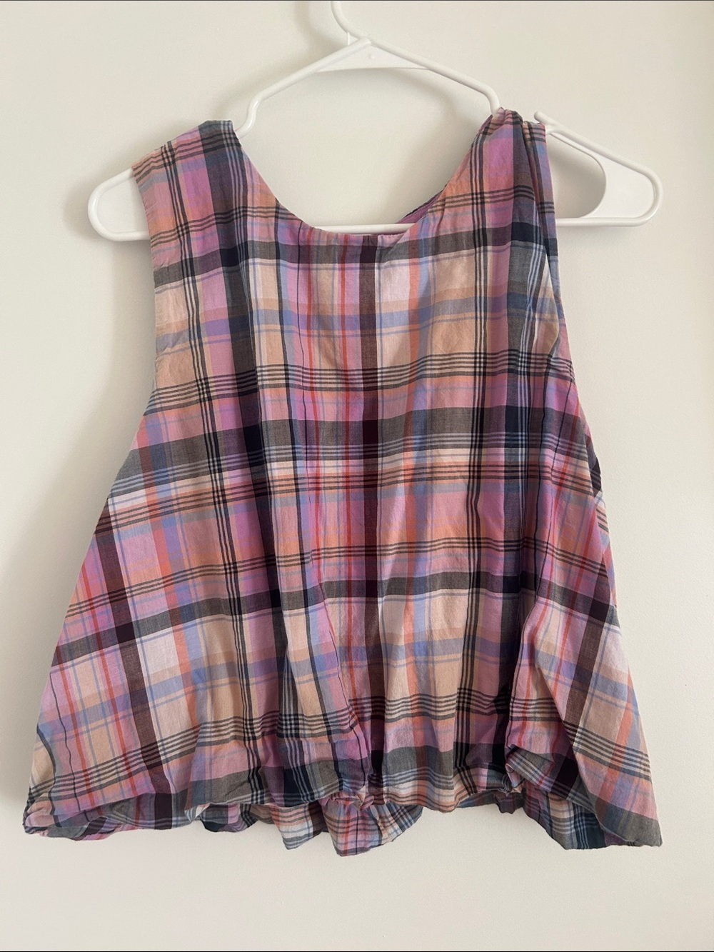 LOFT Pink Purple Plaid Sleeveless Top